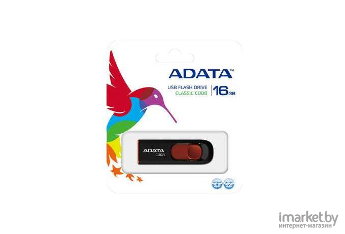 USB Flash A-Data C008 Black+Red 16 Гб (AC008-16G-RKD)