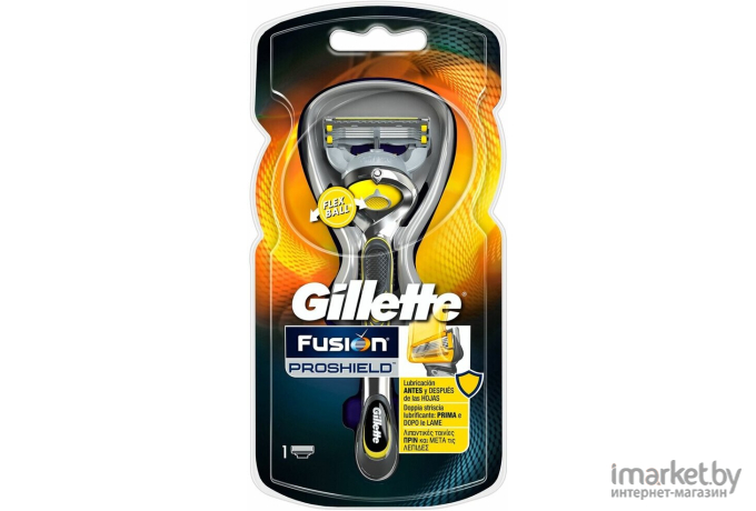 Набор косметики для бритья Gillette Fusion5 ProShield Chill бритва+3 сменных кассеты+подставка