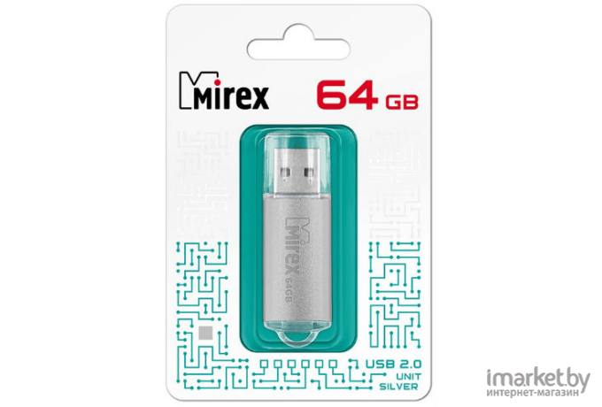 Usb flash накопитель Mirex Unit Silver 64GB (13600-FMUUSI64)