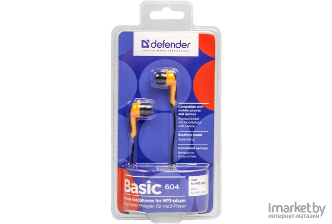 Наушники Defender Basic 604 (красный) [63605]