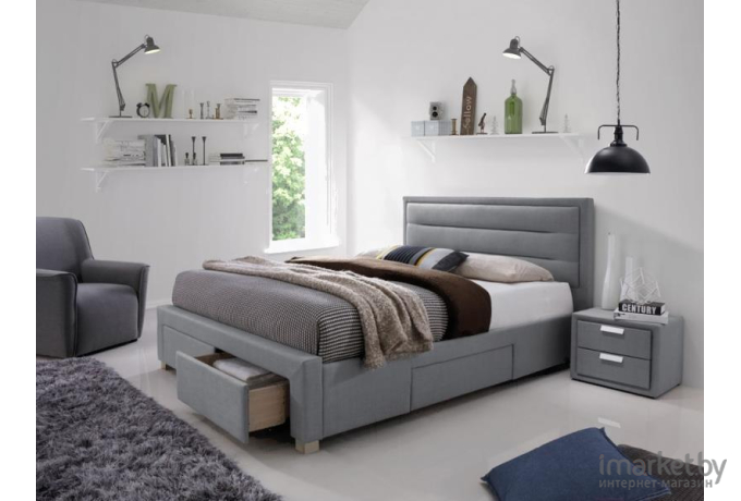 Кровать Signal Ines 160x200 серый