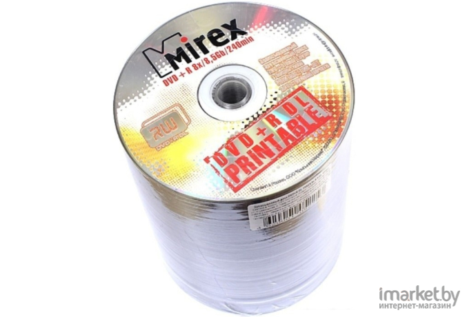 Оптический диск Mirex Dual Layer DVD+R 8.5Gb 8x printable inkjet 100 шт Bulk [UL130069A8T]