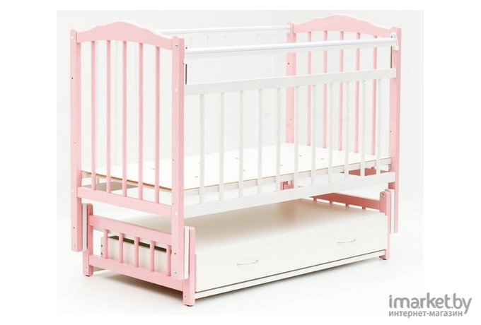 Детская кроватка Bambini Классика М.01.10.11 маятник белый/розовый