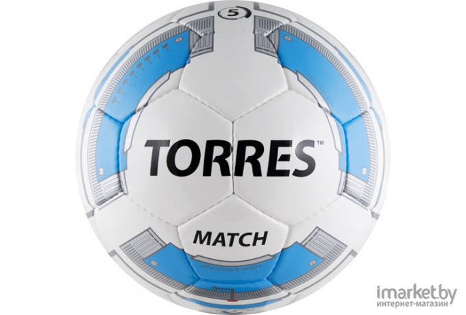 Футбольный мяч Torres Match pазмер 5 белый/синий/красный