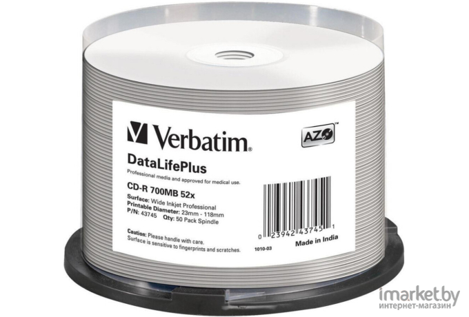 Оптический диск Verbatim CD-R 700Mb 52x Cake Box 50 шт [43756]