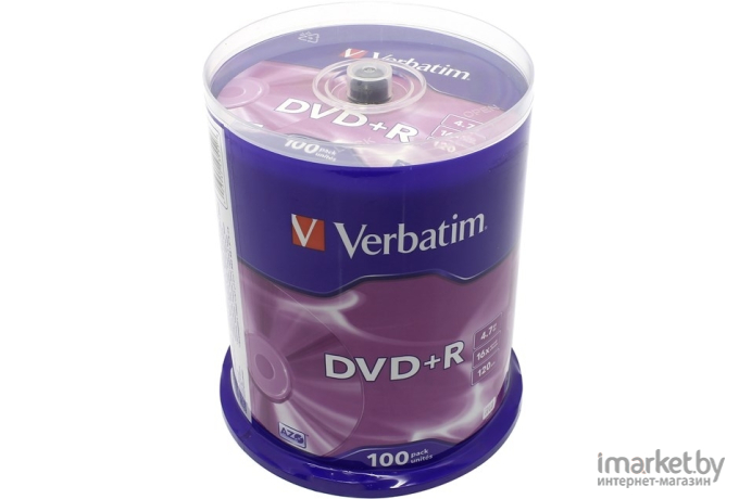Оптический диск Verbatim DVD+R 4.7Gb 16x Cake Box 100 шт [43551]