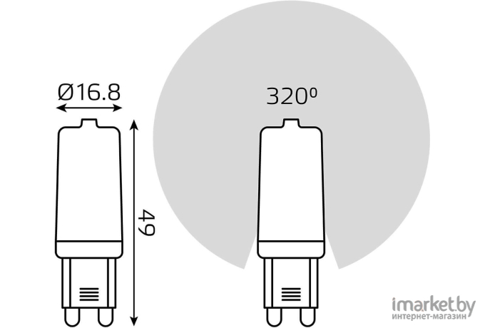  Gauss Лампа Gauss LED G9 AC185-265V 4W 400lm 2700K керамика 1/10/200 [107309104]