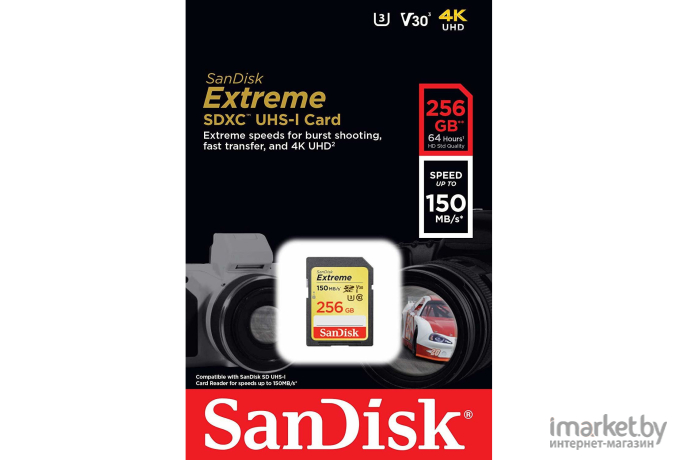 Карта памяти SanDisk Extreme SDXC Card 256GB 150MB/s V30 UHS-I [SDSDXV5-256G-GNCIN]