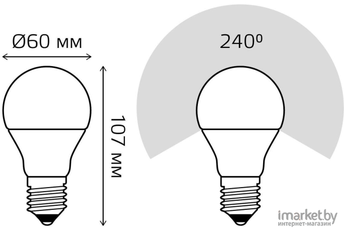 Светодиодная лампа Gauss Лампа Gauss LED Elementary A60 10W E27 880lm 3000K 1/10/50 [23210]