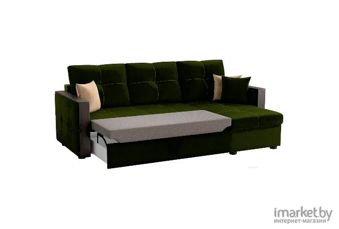 Угловой диван Mebelico Валенсия 147 правый 59278 вельвет зеленый