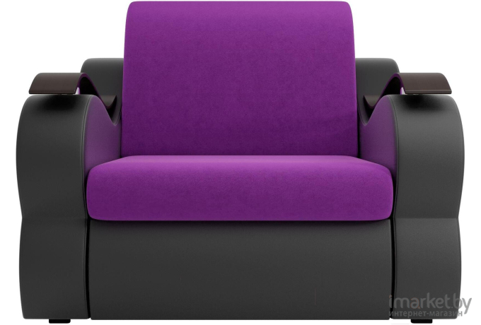 Кресло-кровать Лига Диванов Меркурий 60 микровельвет фиолетовый/экокожа черный (100678)