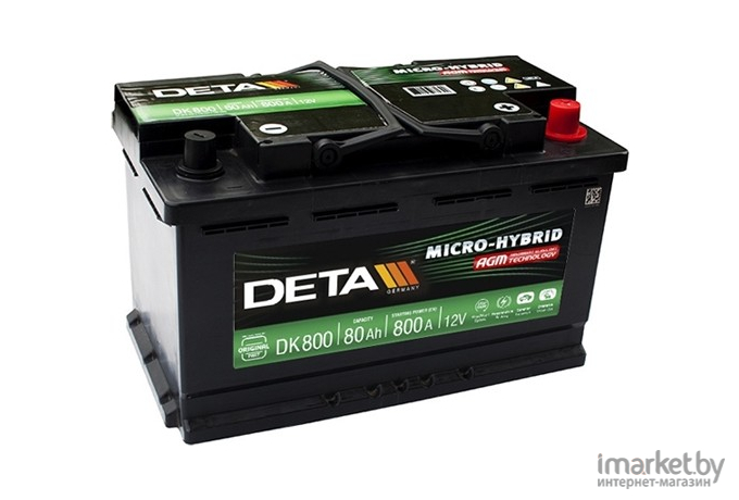 Аккумулятор DETA Micro-Hybrid AGM DK800 80 А/ч