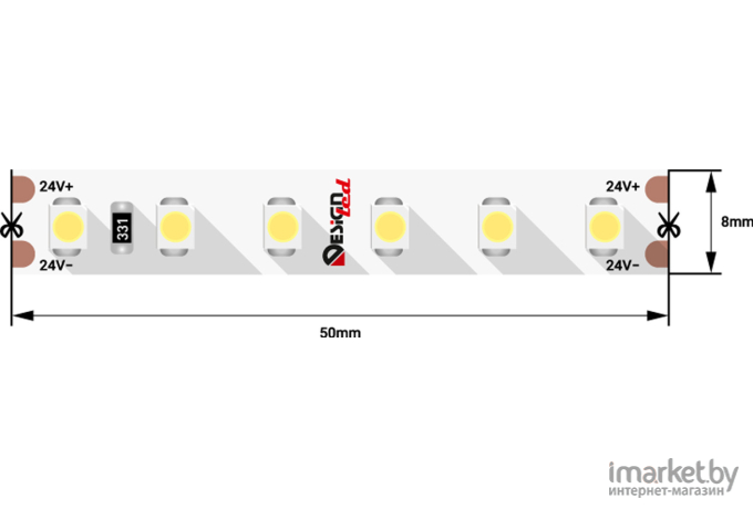 Светодиодная лента DesignLed Лента светодиодная LUX, 3528, 120 LED/м, 9,6 Вт/м, 24В, IP33, Холодный белый (6000K) [DSG3120-24-W-33]