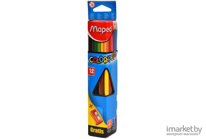 Карандаш цветной Maped Color`Peps трехгранные липа 12 цветов [183213]