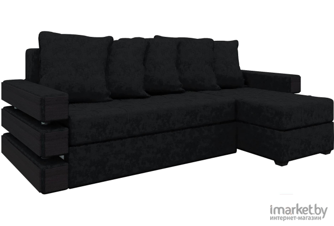 Угловой диван Mebelico Венеция 79 правый микровельвет черный