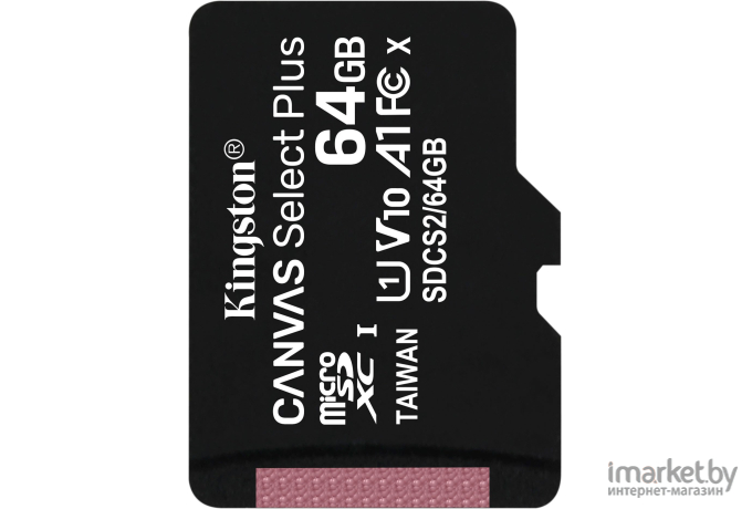 Карта памяти Kingston microSDHC 64GB microSDXC Class10 Class10 UHS-I Canvas Select up 100MB/s [SDCS2/64GBSP]