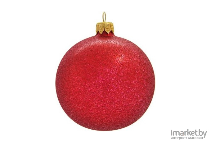 Елочная игрушка и новогоднее украшение Шар для елки д.8см глитер рубин