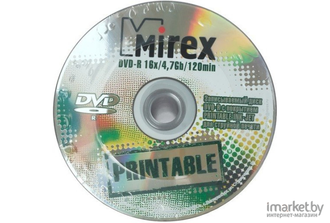 Оптический накопитель Mirex VD-R printable inkjet 4,7 Гб 16x  bulk 100 термоупаковка по 100 шт