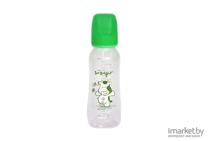 Бутылочка для кормления Sun Delight 31259 со съемными подвижными ручками 240мл зеленый
