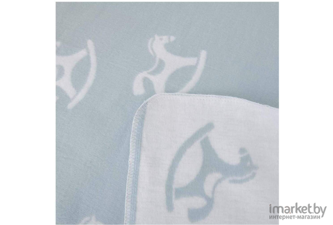 Детское одеяло Ермолино байковое х/б 140*100 льдистый лошадки