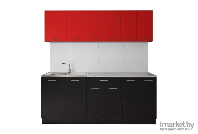 Готовая кухня Артём-Мебель Лана без стекла ДСП 2.4м красный/черный
