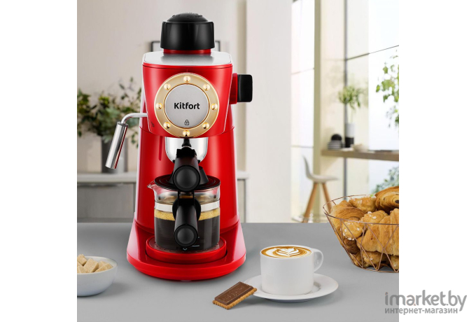 Кофеварка Kitfort KT-756 красный/черный
