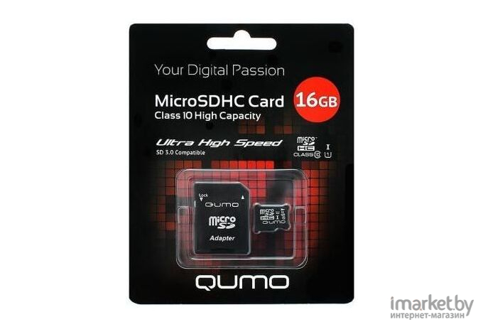 Карта памяти QUMO Micro SDHC 16 Gb Class 10 без адаптера [24630]