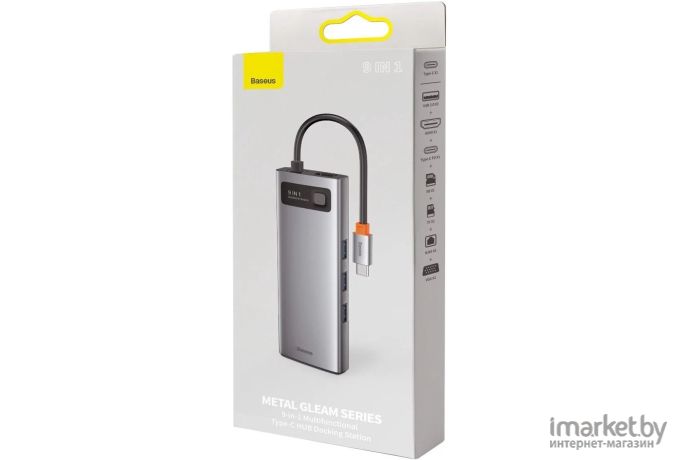 USB-хаб Baseus Metal Gleam Series 9-in-1 Space Gray (CAHUB-CU0G)