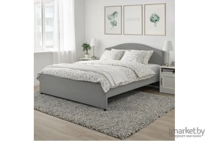 Каркас кровати Ikea Хауга серый [405.063.33]