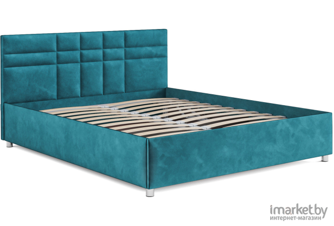 Кровать Mebel-Ars Нью-Йорк бархат 140 сине-зеленый