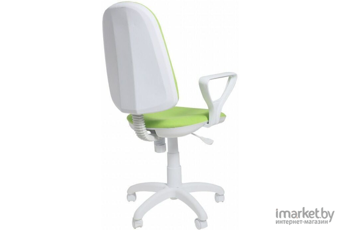 Офисное кресло Фабрикант Престиж+ пластик WH Ткань Candy green г/п 140 ПВМ PL 600 гольф ролик белый