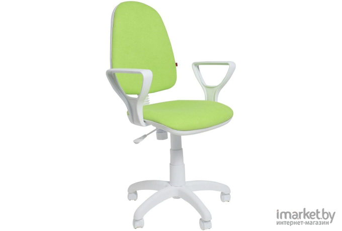 Офисное кресло Фабрикант Престиж+ пластик WH Ткань Candy green г/п 140 ПВМ PL 600 гольф ролик белый
