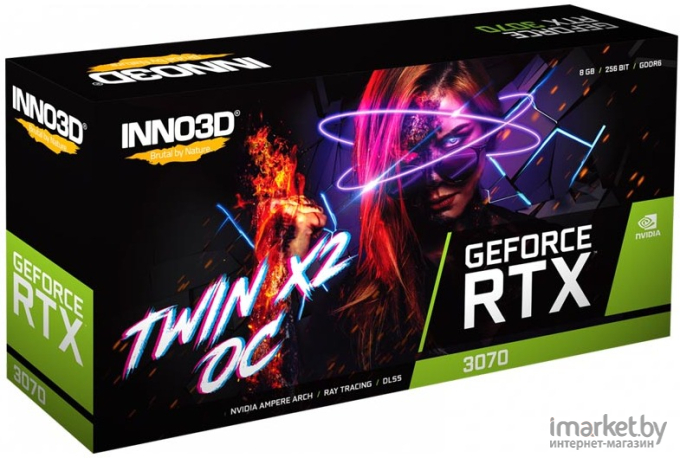 Видеокарта Inno3D GeForce RTX 3070 Twin X2 OC LHR 8GB GDDR6 (N30702-08D6X-171032LH)