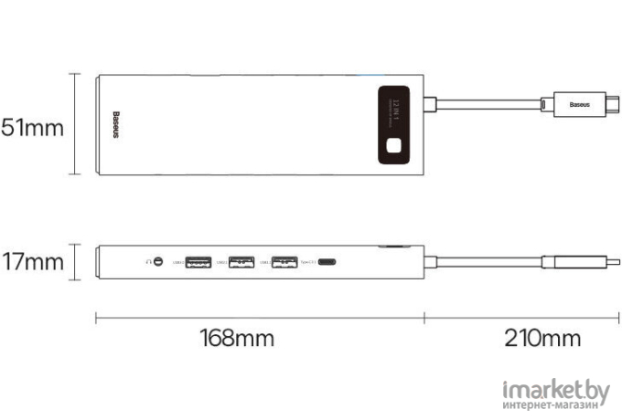 Док-станция Baseus Metal Gleam Series 12-in-1 Multifunctional Type-C HUB Docking Station Gray (WKWG020213)