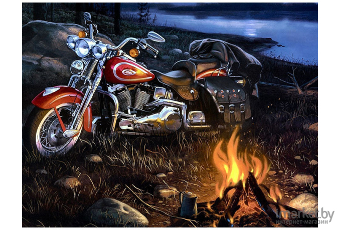 Алмазная живопись Darvish Мотоцикл в свете огня (DV-9513-78)