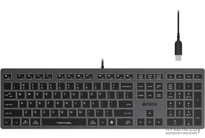 Клавиатура A4Tech Fstyler серый (FX60H)
