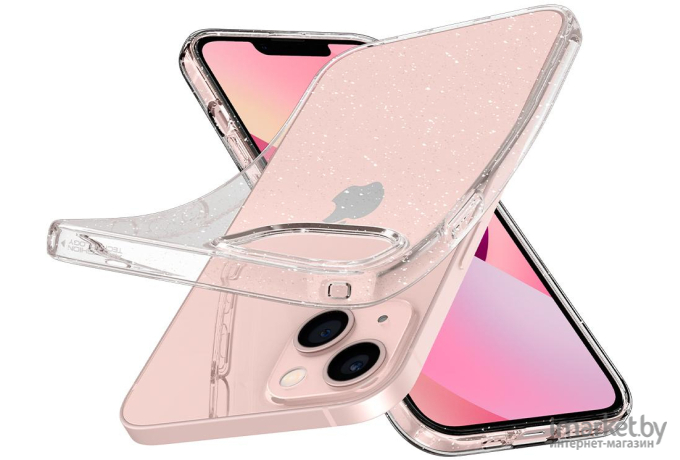 Чехол для iPhone 13 гелевый с блестками Spigen SGP Liquid Crystal Glitter прозрачный