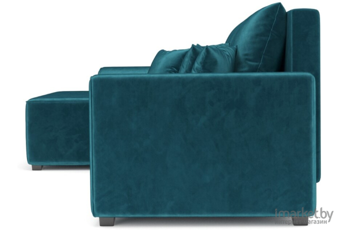 Угловой диван Mebel-Ars Каскад левый бархат сине-зеленый (М4-19-2)