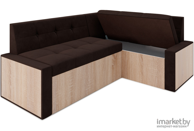 Кухонный диван Mebel-Ars Бали 194х118 правый кордрой коричневый (М11-1-15)