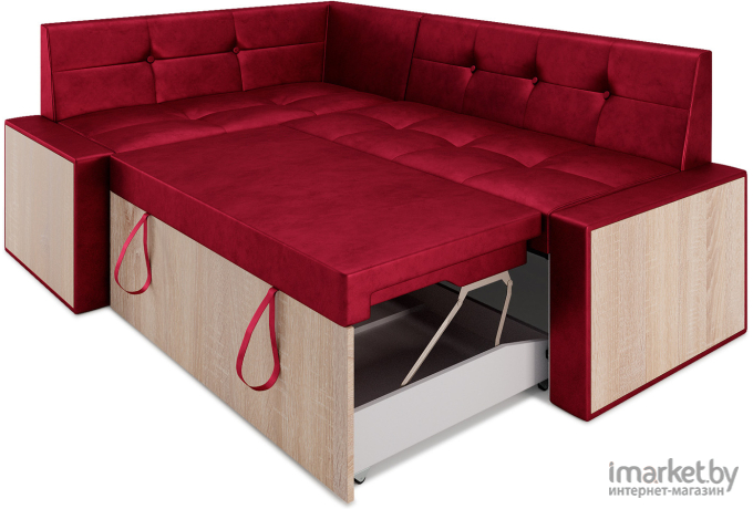 Кухонный диван Mebel-Ars Бали 194х118 левый бархат красный (М11-2-1)