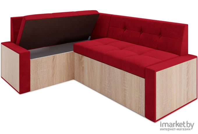 Кухонный диван Mebel-Ars Бали 174х98 левый кордрой красный (М11-4-16)