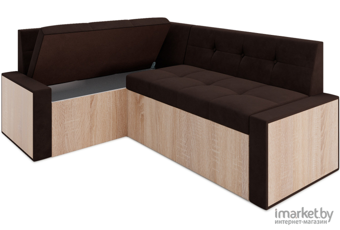 Кухонный диван Mebel-Ars Бали 174х98 левый кордрой коричневый (М11-4-15)
