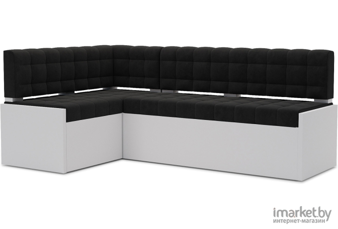 Кухонный диван Mebel-Ars Ганновер 208х82 левый велюр черный НВ-178 17 (М11-10-9)
