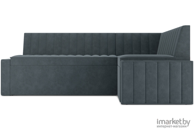 Кухонный диван Mebel-Ars Вермут 213х82 правый велюр серо-синий HB-178 26 (М11-17-5)