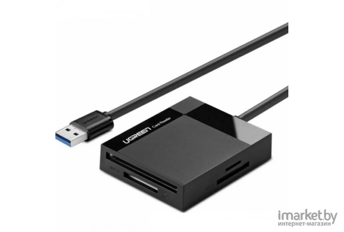 Картридер UGREEN CR125-30333; USB 3.0 to TF/SD/MS/CF3.0; с кабелем 50см, Space Gray