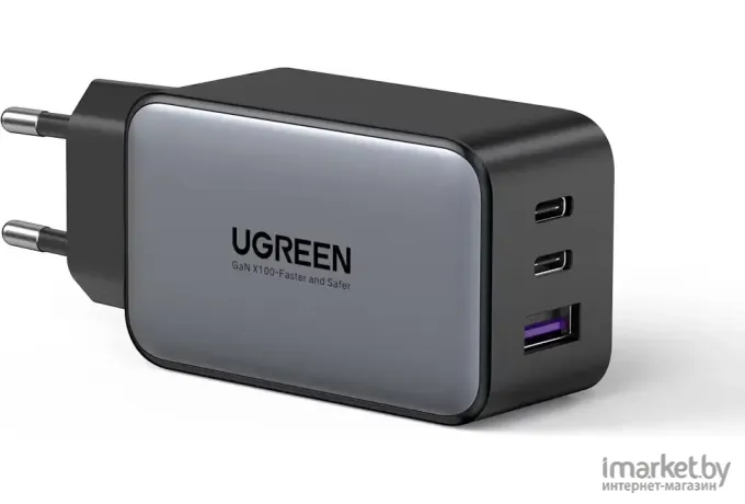 Сетевое зарядное устройство UGREEN CD244-10335, USB-A + 2*USB-C, 65W GaN Tech Fast Charger, Black
