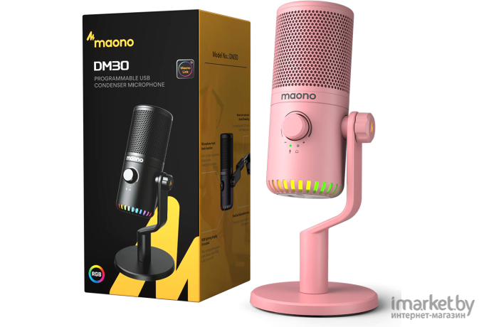 Проводной микрофон Maono DM30 Розовый