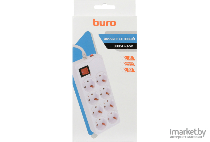 Сетевой фильтр Buro 800SH-3-W белый