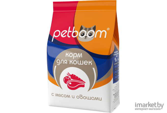 Корм для кошек PetBoom для взрослых кошек с мясом и овощами 10 кг