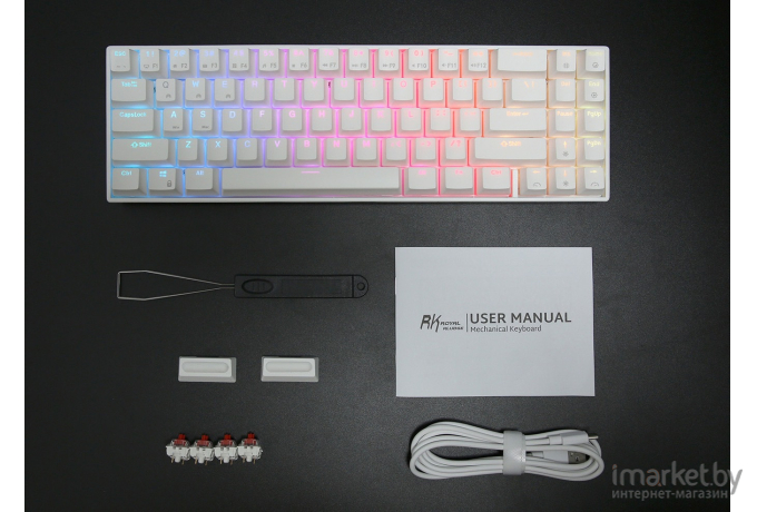 Клавиатура Royal Kludge RK71 White (USB/2.4 GHz/Bluetooth, RGB, Hot Swap, Red switch)